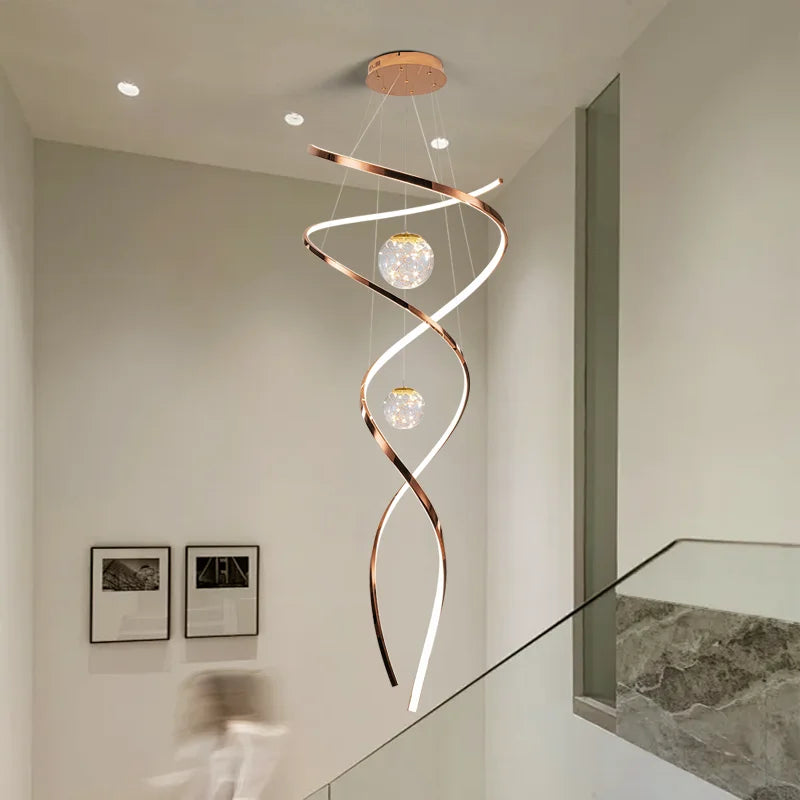 Modern Stair Chandelier Pendant Lights – LED Hanging Ceiling Lamp for Living Room & Indoor Lighting