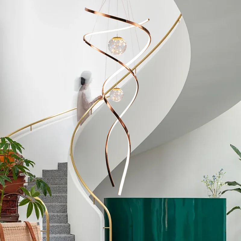 Modern Stair Chandelier Pendant Lights – LED Hanging Ceiling Lamp for Living Room & Indoor Lighting