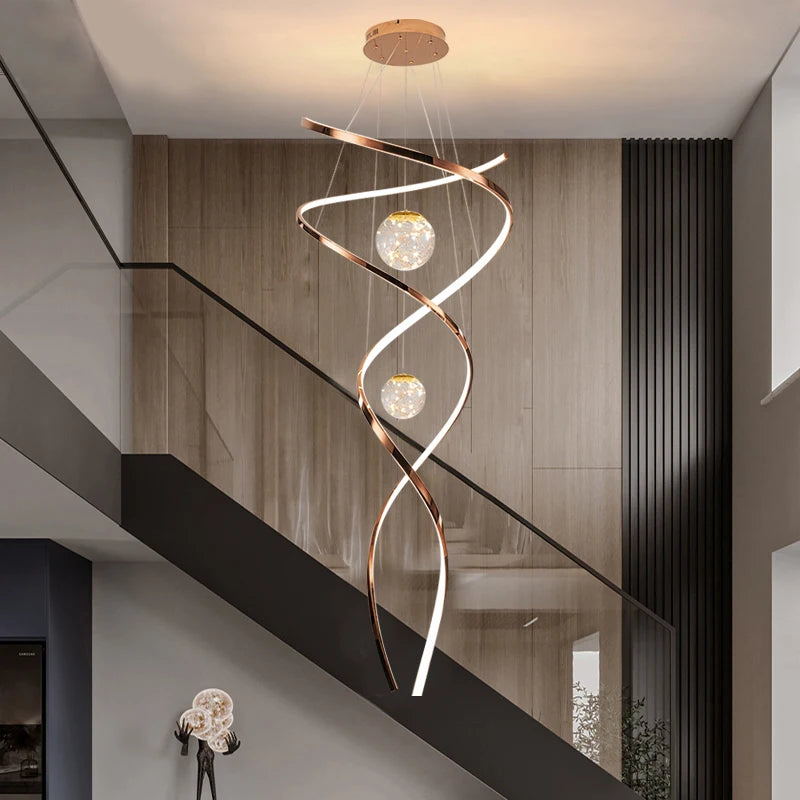 Modern Stair Chandelier Pendant Lights – LED Hanging Ceiling Lamp for Living Room & Indoor Lighting