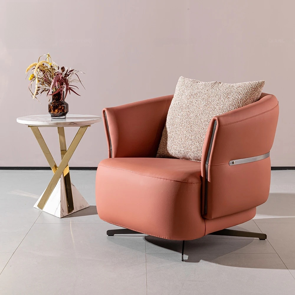 Modern Luxury Swivel Leather Lounge Chair