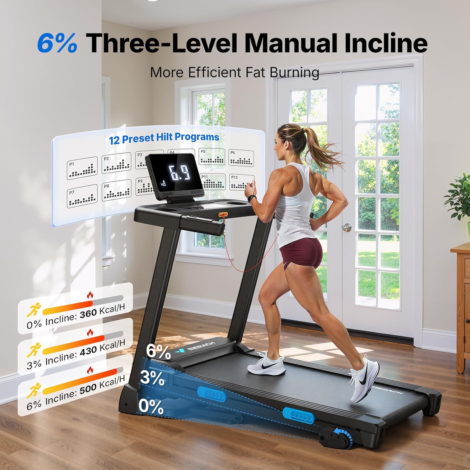 Modern  7-Layer Belt LED Treadmill with APP Control