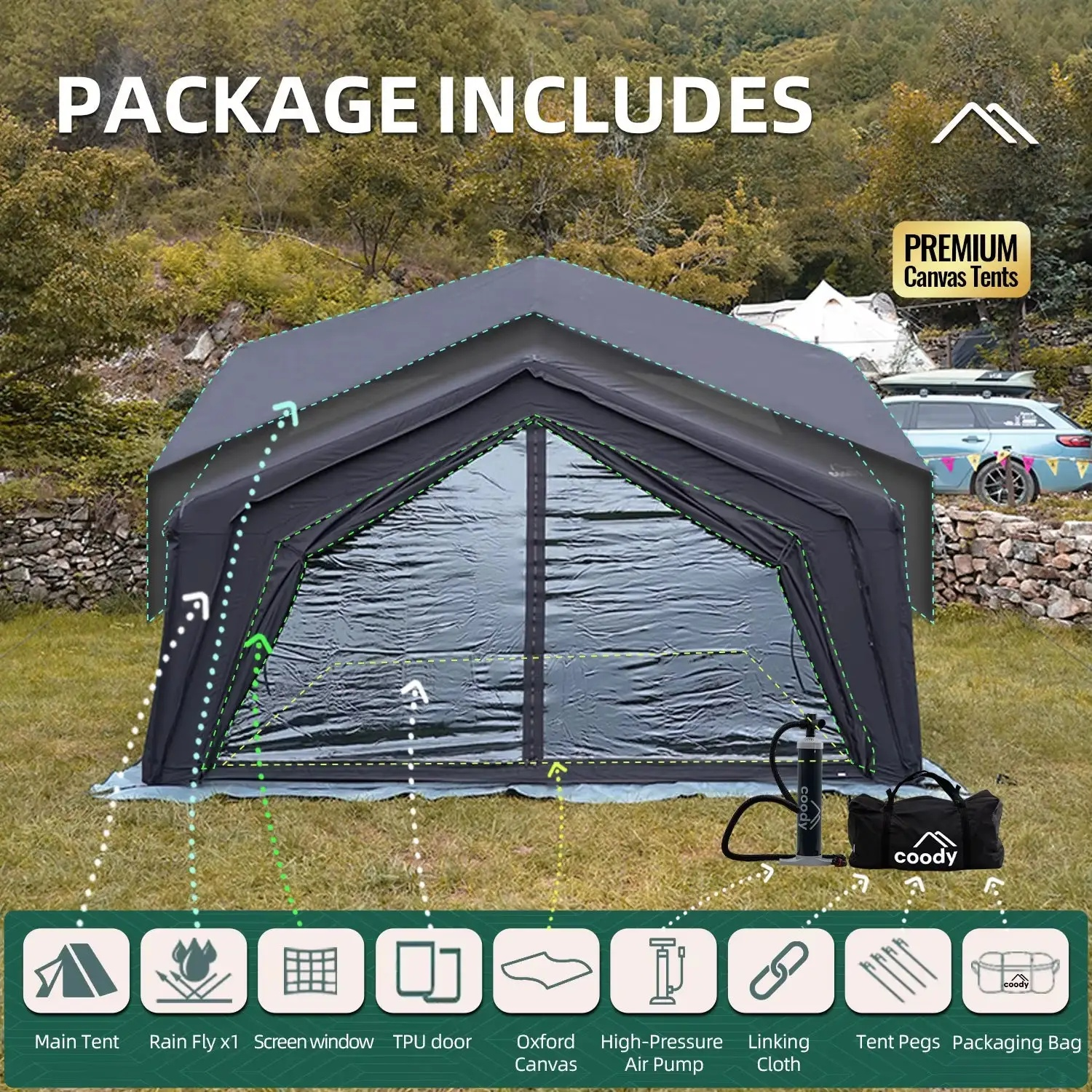 Modern Air Tent-Black Camping Party Four Season Outdoor Inflatable Tent
