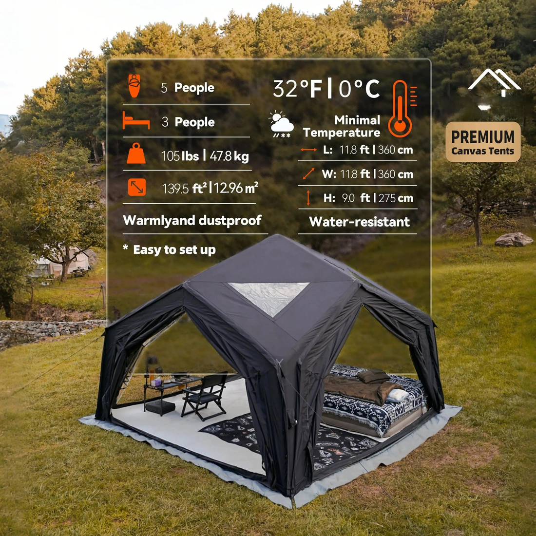 Modern Air Tent-Black Camping Party Four Season Outdoor Inflatable Tent