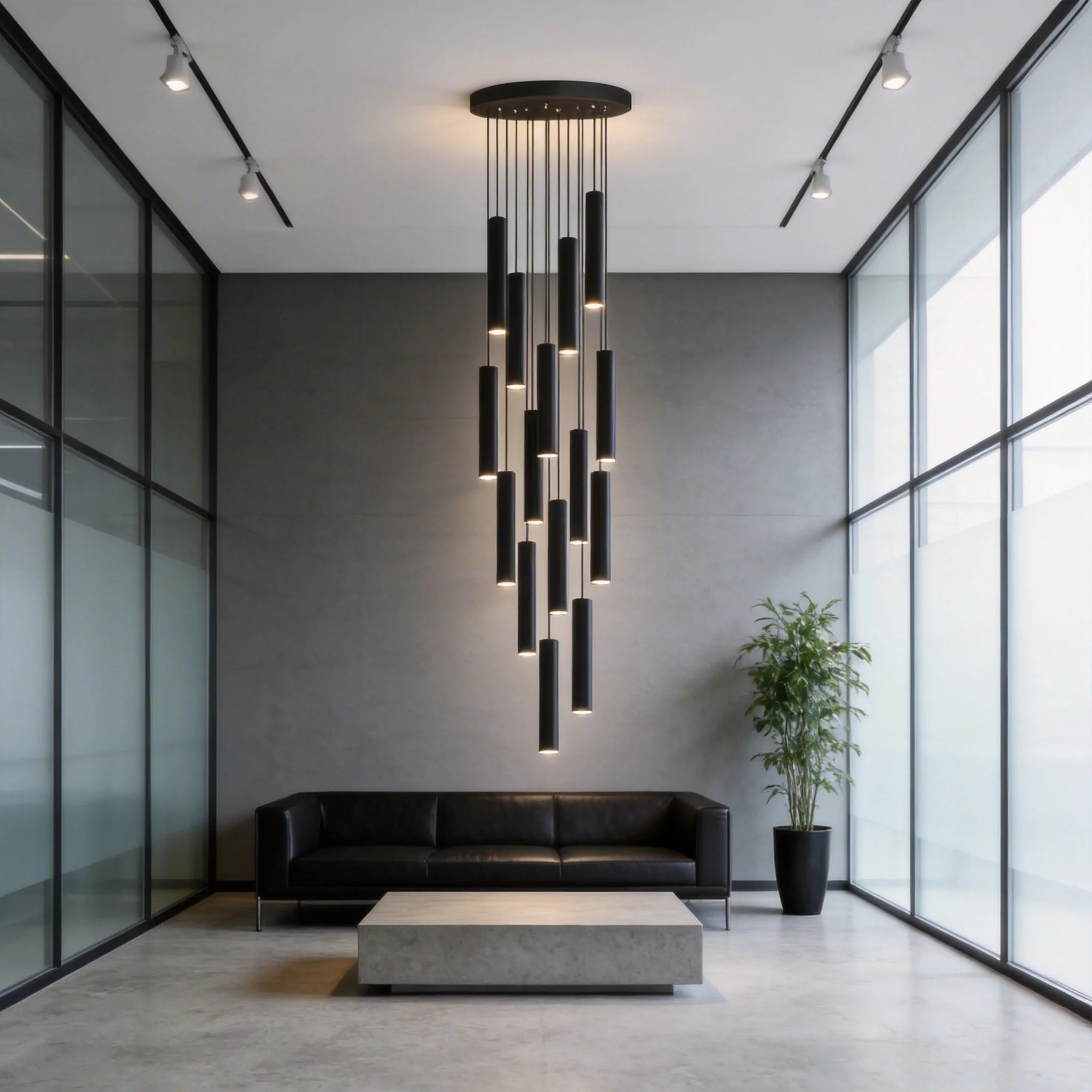Modern LED Black Nordic Staircase Ceiling Chandelier | Long Hanging Indoor Lighting Fixture