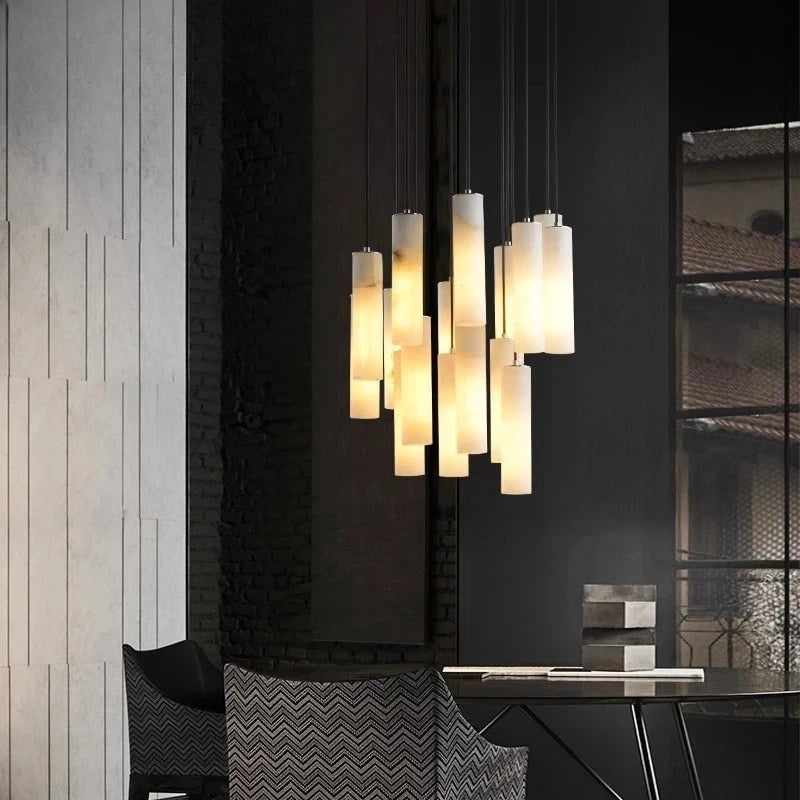 Modern Luxury Minimalist Cloud Marble Long Pendant Lamp