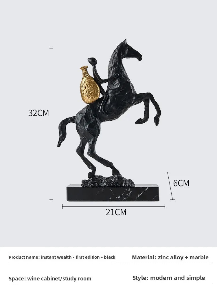 Modern Luxury Wealth Horse Sculpture – Elegant Resin Home Decor