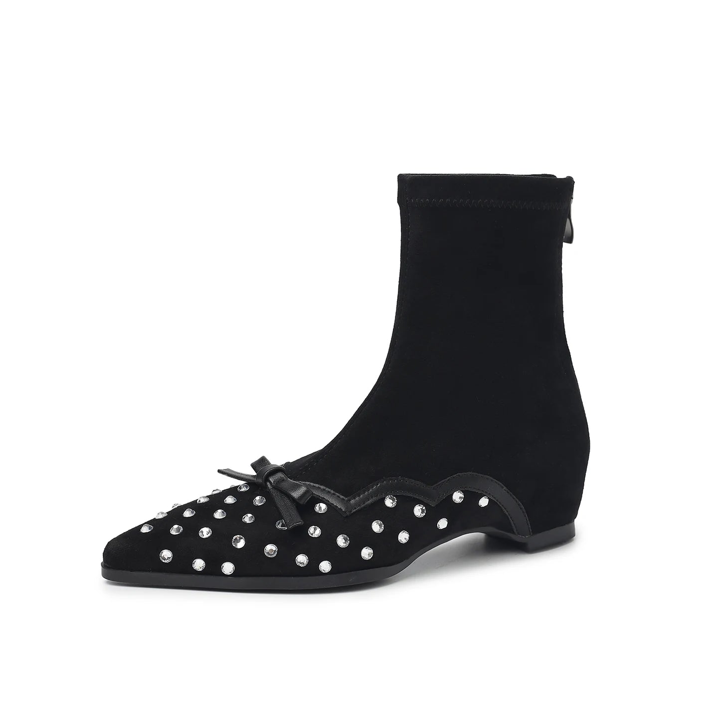Modern Rhinestone Crystal Boots – Women's Glamorous Chunky Heel Ankle Booties