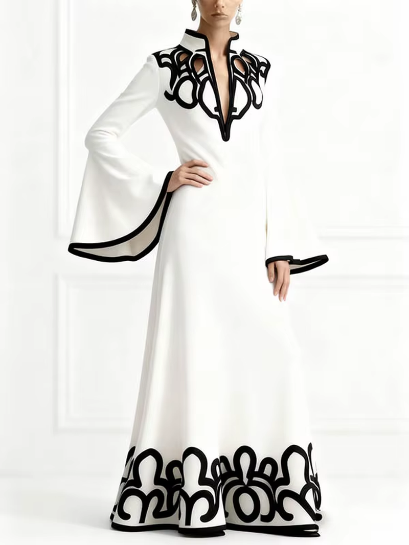 Women' Spring Artistic Vintage Maxi Dress Elegant Gown Dress