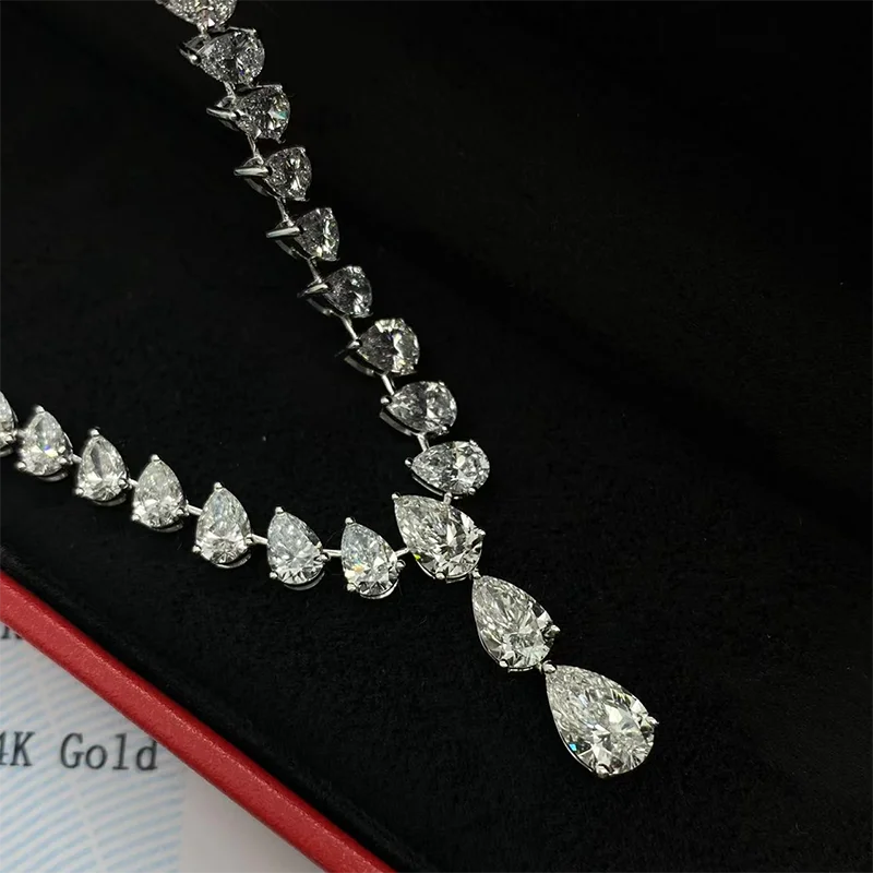 Luxury Diamond Pear Cut Lab Grown Necklace in 14K Gold – E Color VS1 IGI Certified