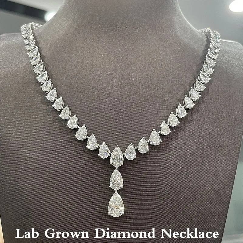 Luxury Diamond Pear Cut Lab Grown Necklace in 14K Gold – E Color VS1 IGI Certified