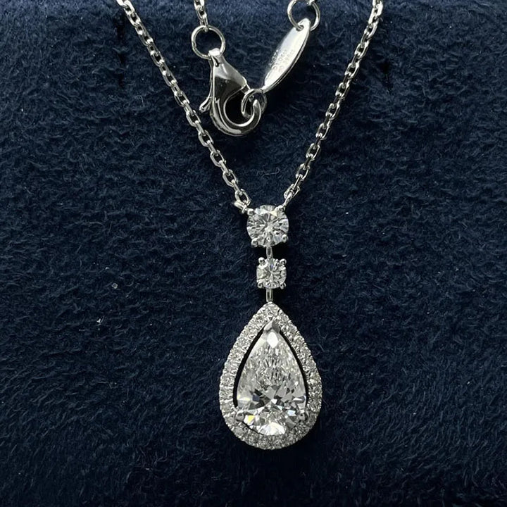 New 3CT Pear-Cut Lab-Grown Diamond Pendant Necklace in 14K Gold
