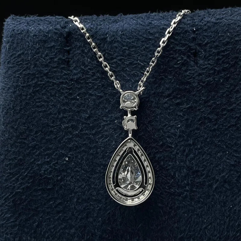 New 3CT Pear-Cut Lab-Grown Diamond Pendant Necklace in 14K Gold