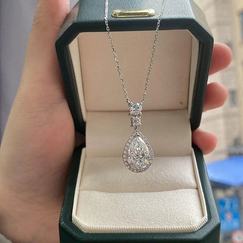 New 3CT Pear-Cut Lab-Grown Diamond Pendant Necklace in 14K Gold