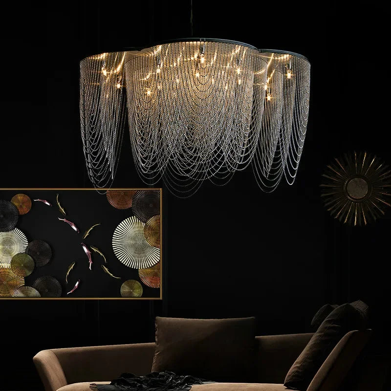 New American Black Steel LED Home Decor Chandelier Pendant Light