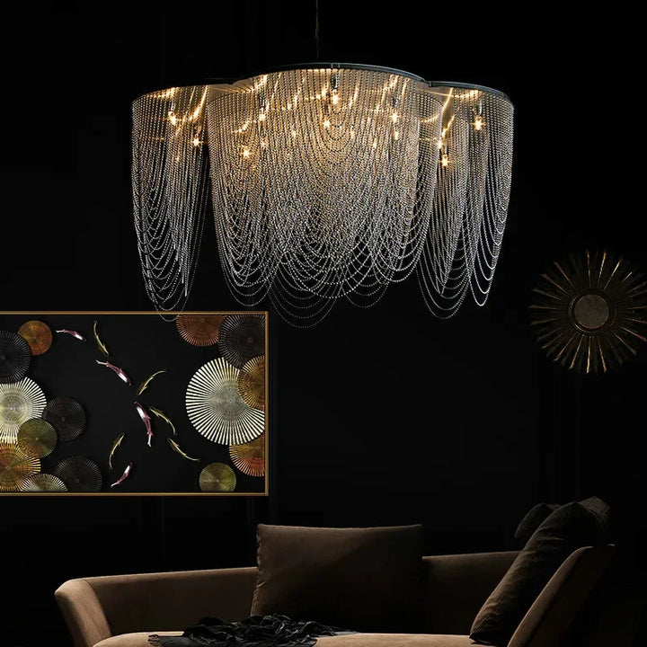 New American Black Steel LED Home Decor Chandelier Pendant Light