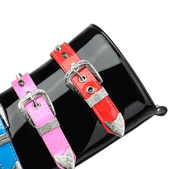 Women's Belt Buckle Cross-Strap Knee-High Boots –  Platform Thick Sole Boots