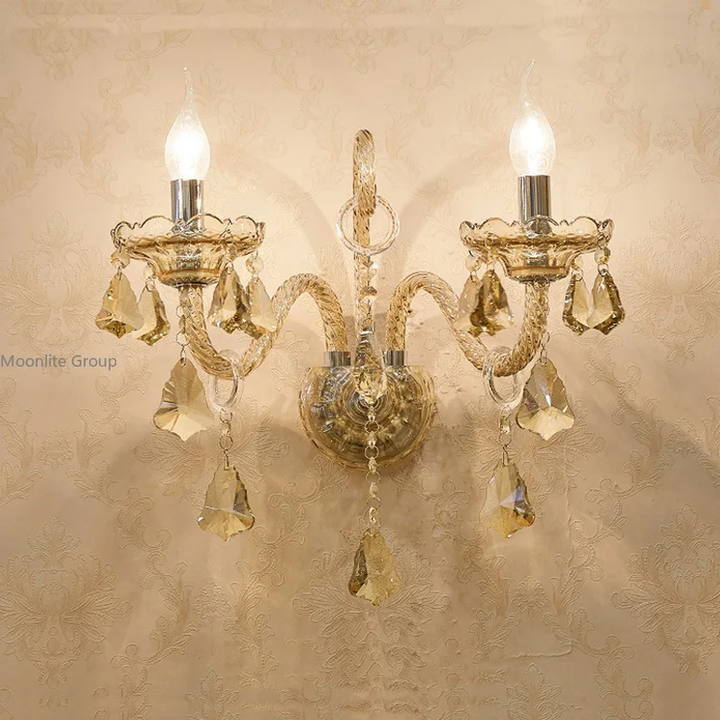 New Cognac Crystal Wall Sconce – Romantic Decorative Wall Lighting