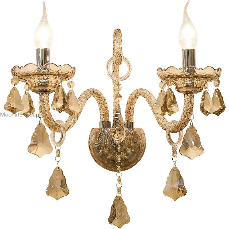 New Cognac Crystal Wall Sconce – Romantic Decorative Wall Lighting