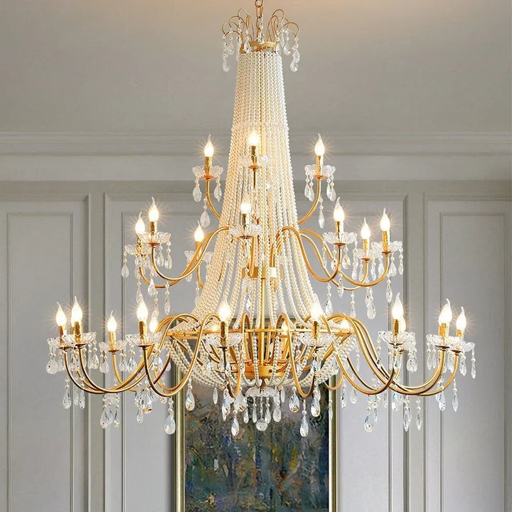 New French Candle E14 LED Crystal Chandelier – Luxury Villa & Hotel Pendant Lighting