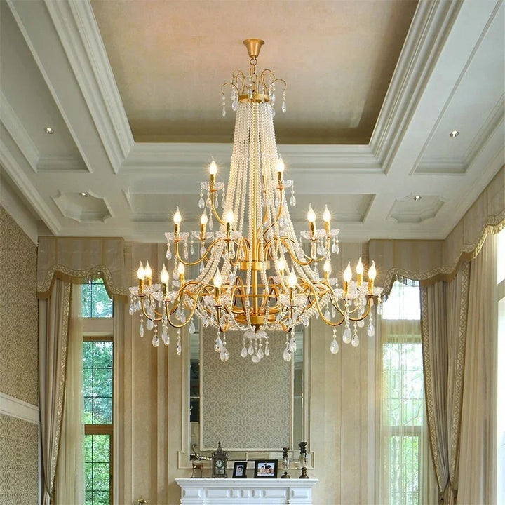 New French Candle E14 LED Crystal Chandelier – Luxury Villa & Hotel Pendant Lighting