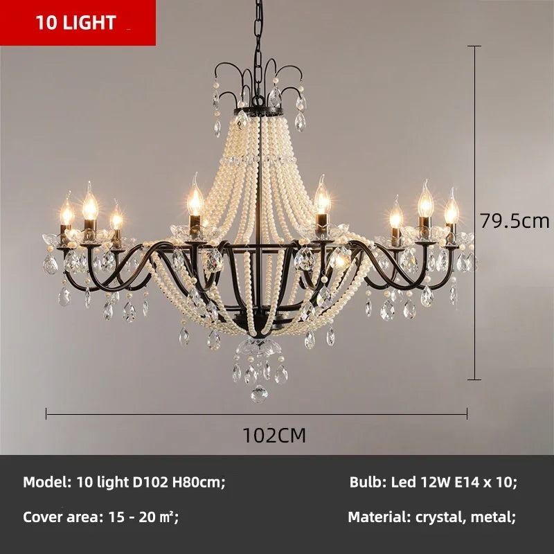 New French Candle E14 LED Crystal Chandelier – Luxury Villa & Hotel Pendant Lighting