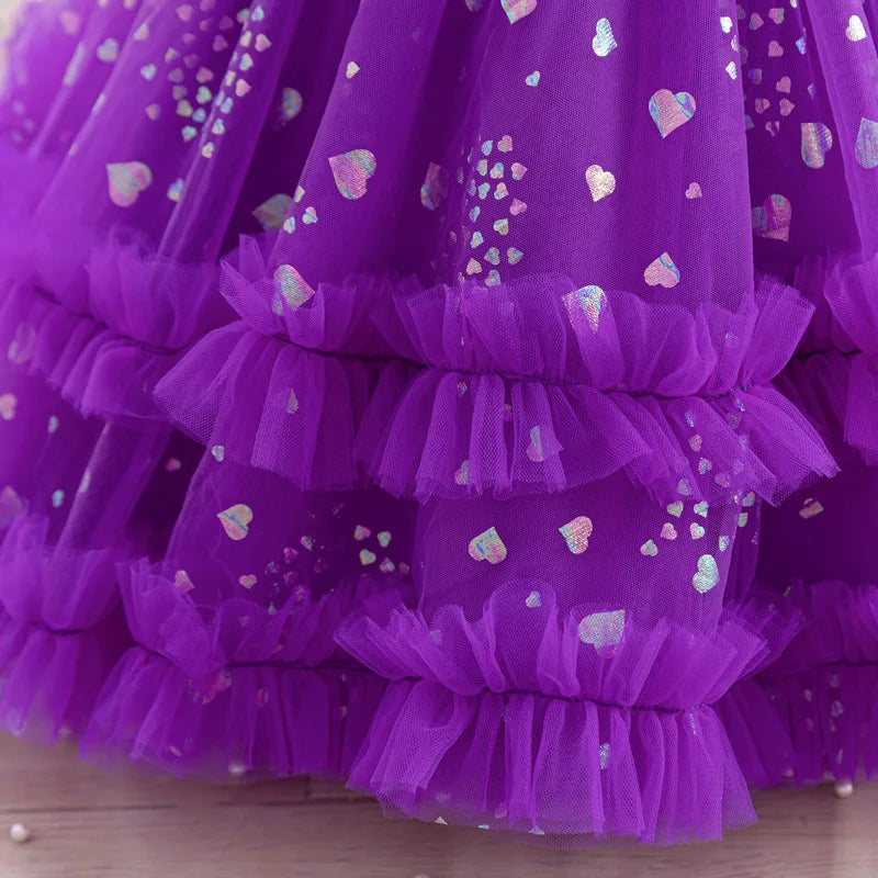 New Baby Girls One-Shoulder Tulle Dress - Birthday Party, Performance & Evening Dress