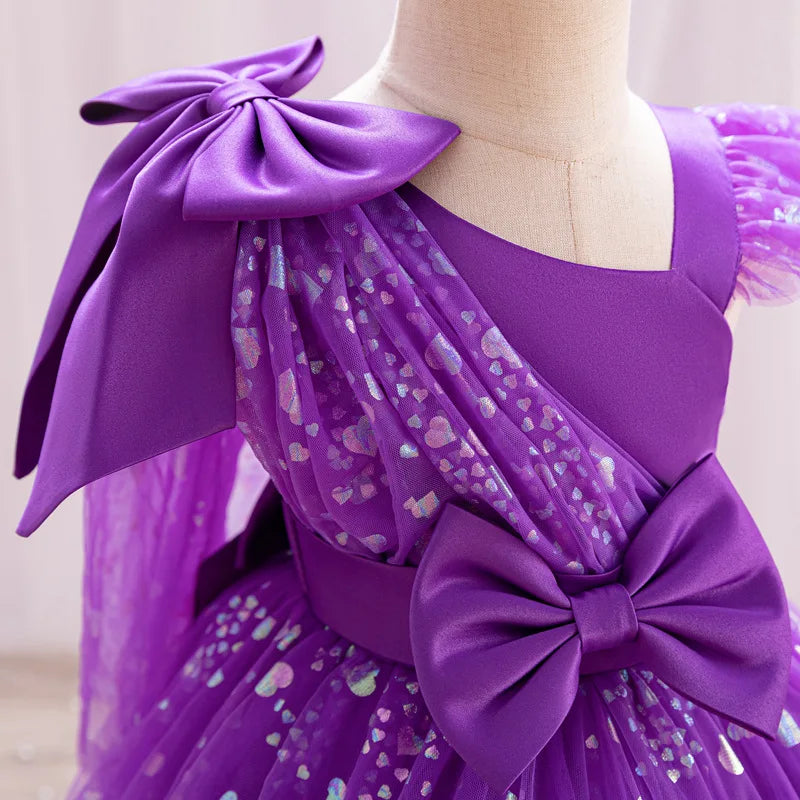 New Baby Girls One-Shoulder Tulle Dress - Birthday Party, Performance & Evening Dress