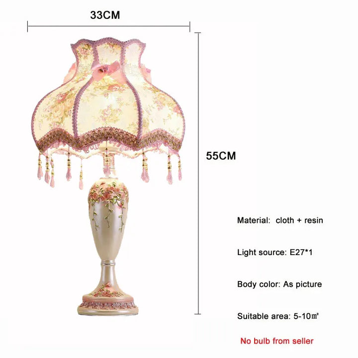 New Italian Fabric Table Lamp – Warm Princess Bedroom lamp Bedside Light