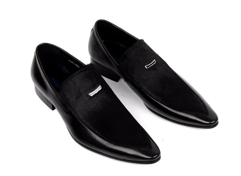 Men’s Genuine Leather – Pointed Toe British Style Formal Wedding Dress Shoes