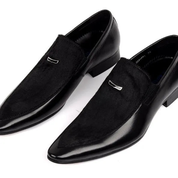 Men’s Genuine Leather – Pointed Toe British Style Formal Wedding Dress Shoes