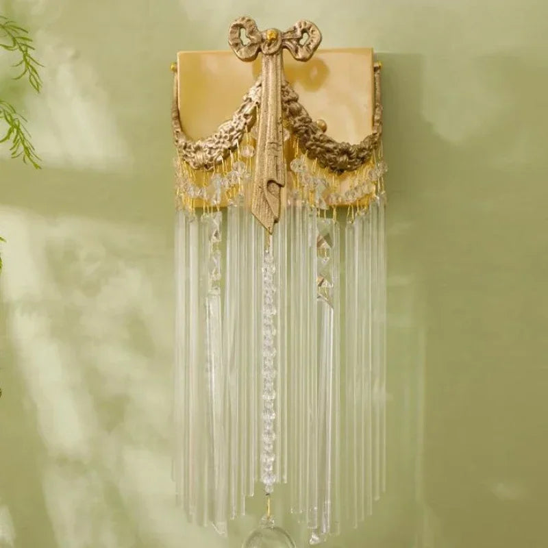 New Nordic Crystal Tassels Wall Lamp – Retro Copper LED Lighting