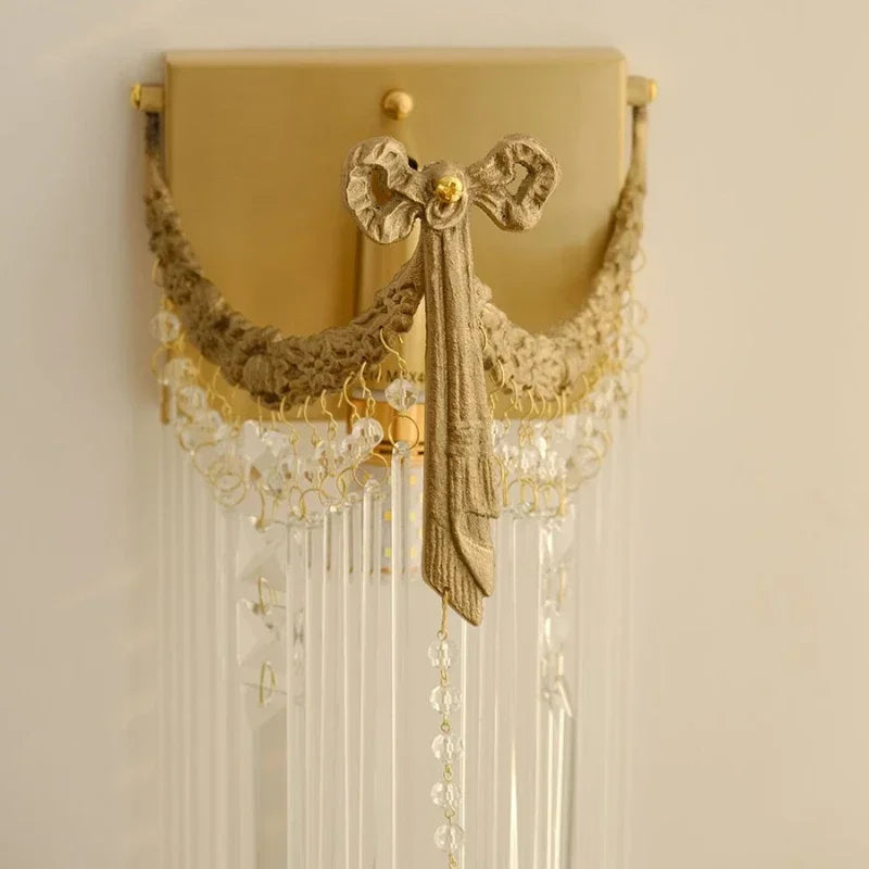 New Nordic Crystal Tassels Wall Lamp – Retro Copper LED Lighting