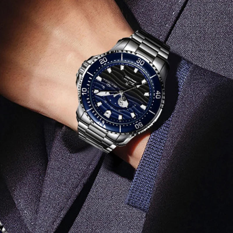 New Seagull Luxury Moon Phase Diver Watch – 300M Waterproof Automatic Wristwatch