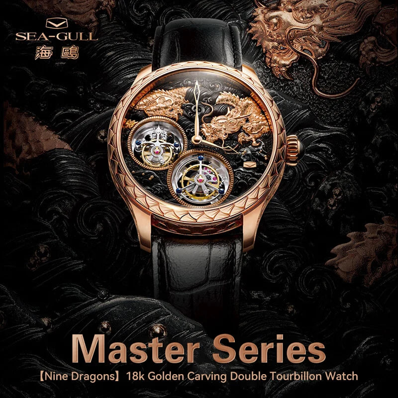 New Seagull Master Series Tourbillon 18K Rose Gold Luxury Mens Watch