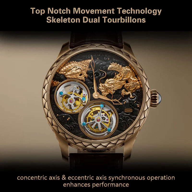 New Seagull Master Series Tourbillon 18K Rose Gold Luxury Mens Watch