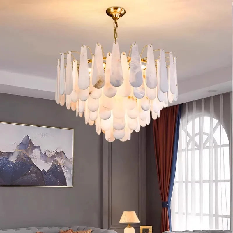 New Spanish Cloud Luxury Stone Pendant Lamp – High-End Chandelier for Living Room