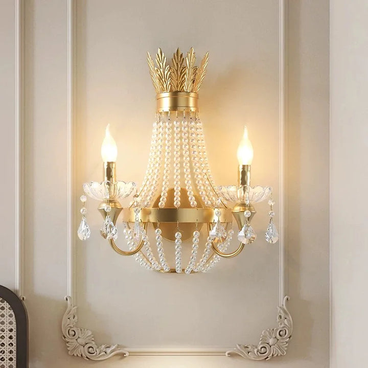 New French Crystal Bedside Wall Lamp – Luxury European Interior Lighting