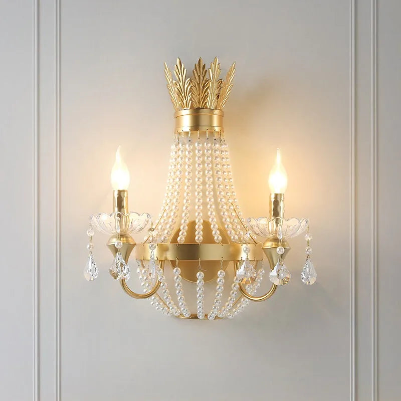 New French Crystal Bedside Wall Lamp – Luxury European Interior Lighting
