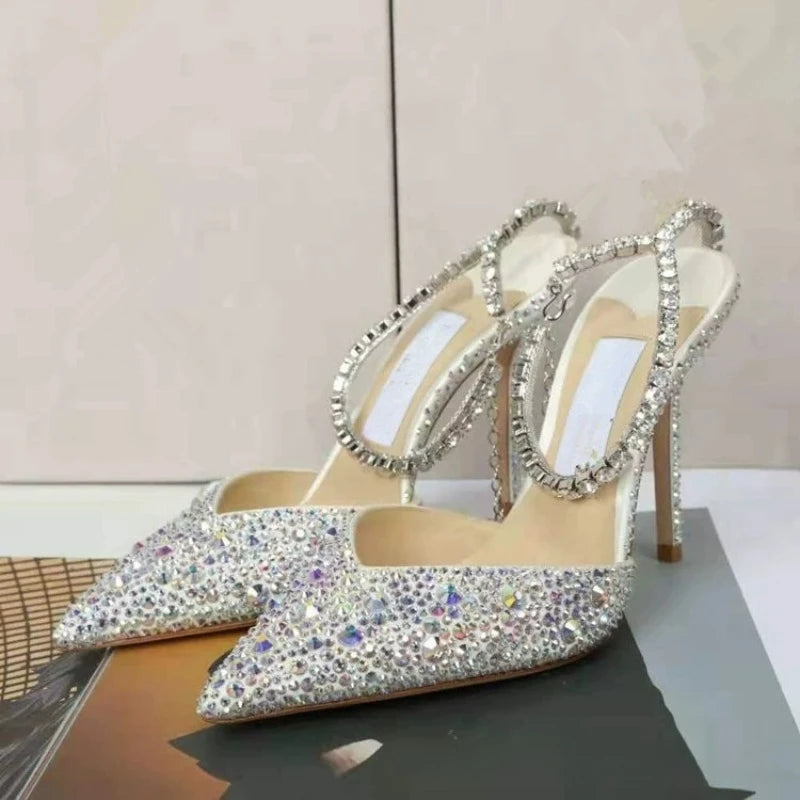 Women’s Luxury Crystal Chain High Heel Sandals
