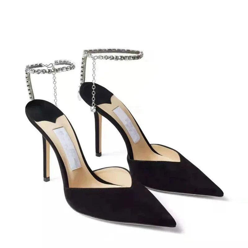 Women’s Luxury Crystal Chain High Heel Sandals