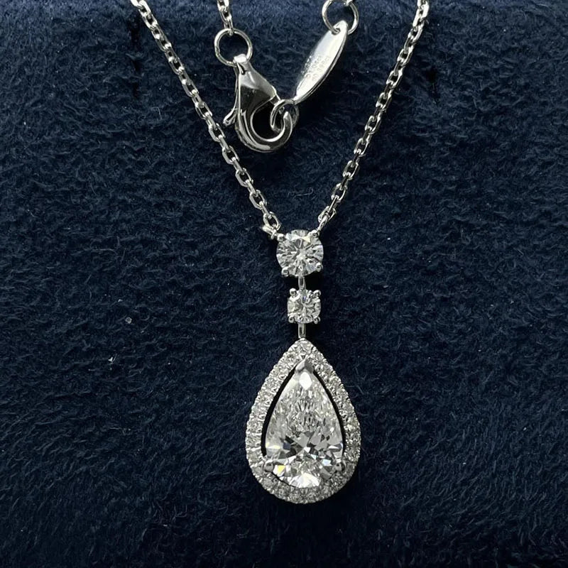 New 3CT Pear-Cut Lab-Grown Diamond Pendant Necklace in 14K Gold