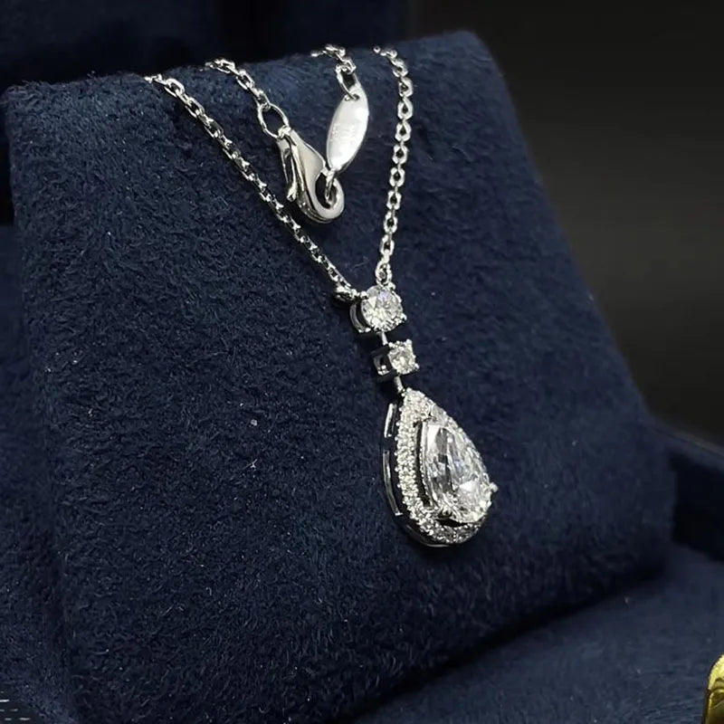 New 3CT Pear-Cut Lab-Grown Diamond Pendant Necklace in 14K Gold