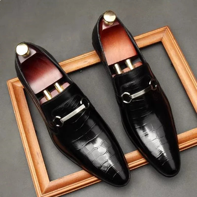 Men’s Genuine Leather Buckle Loafers Shoes