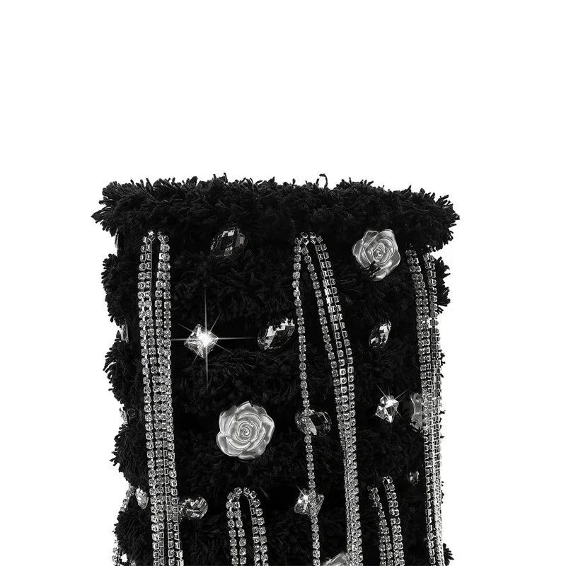 Women's Crystal Tassel Rhinestone Chelsea Ankle boots