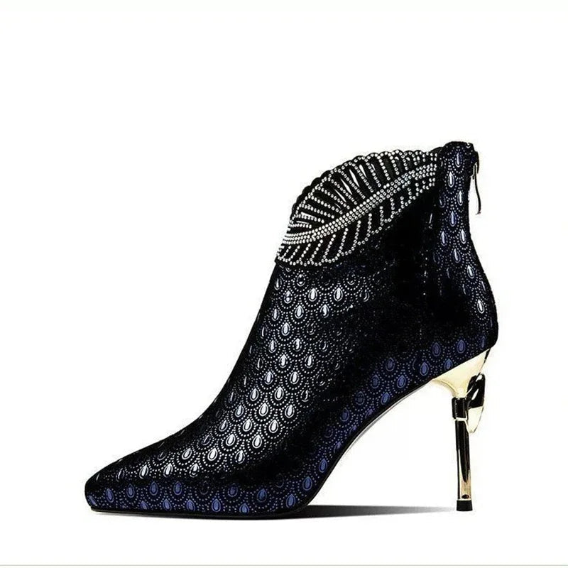 Women’s Paris Latin Jazz Dance Boots – Pointed Toe High Heel Salsa Tango Party Shoes
