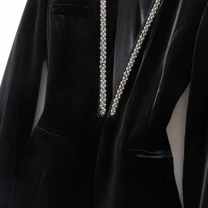 New Premium Velvet Beaded Women Blazer