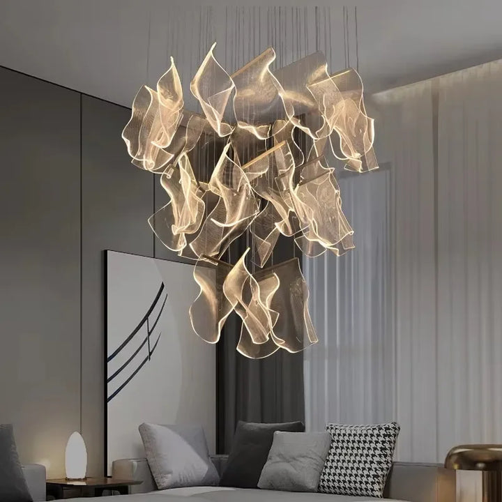Nordic Rotating LED Staircase Chandelier – Postmodern Duplex Pendant Light