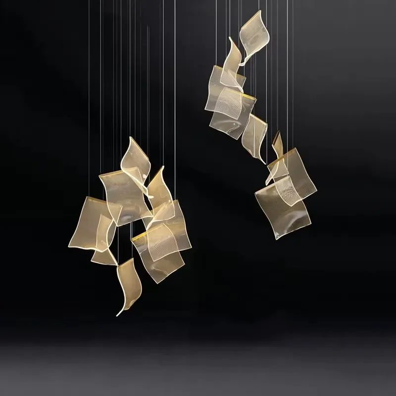 Nordic Rotating LED Staircase Chandelier – Postmodern Duplex Pendant Light