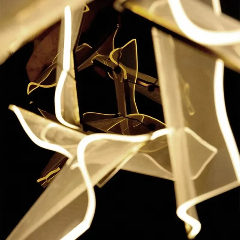 Nordic Rotating LED Staircase Chandelier – Postmodern Duplex Pendant Light
