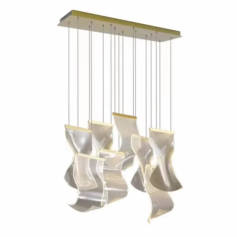 Nordic Rotating LED Staircase Chandelier – Postmodern Duplex Pendant Light